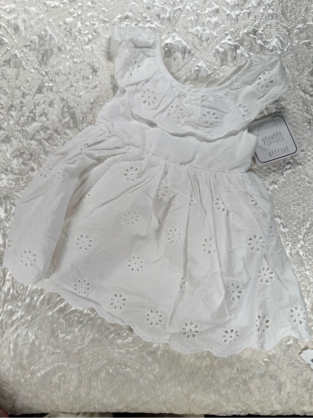 NWT Quiltex White Eyelet Ruffle Dress for Girls